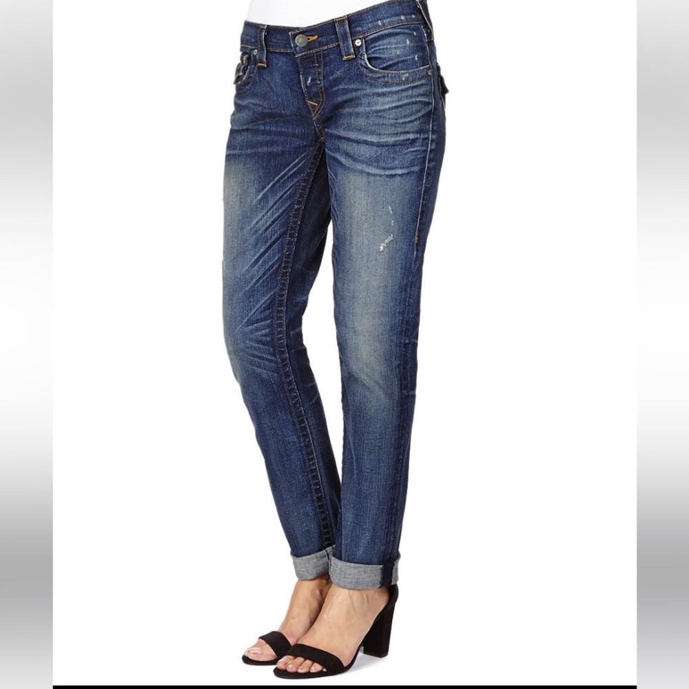 True Religion Cameron Cotton Blend Boyfriend Jeans, Size 26